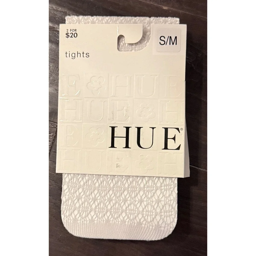 HUE Womens S/M Tights Platinum Medallion Openwork Lace Floral 12144 NEW